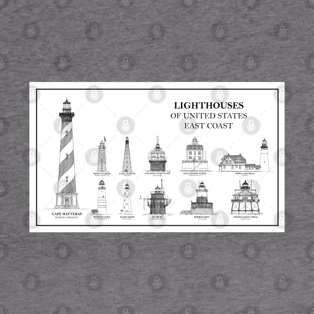 Lighthouses of United States of America - East Coast - B by SPJE Illustration Photography